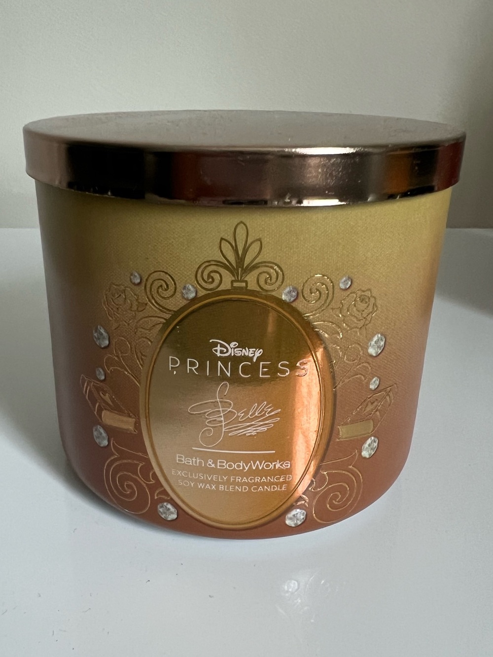 Disney Princess Belle Decorative Gradient Gold Brown Candle Jar